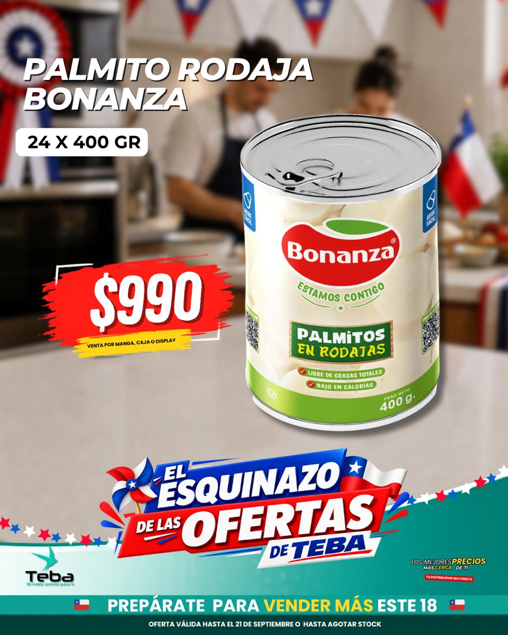 Ofertas de la semana - PALMITOS RODAJAS BONANZA 24 X 400 GRS