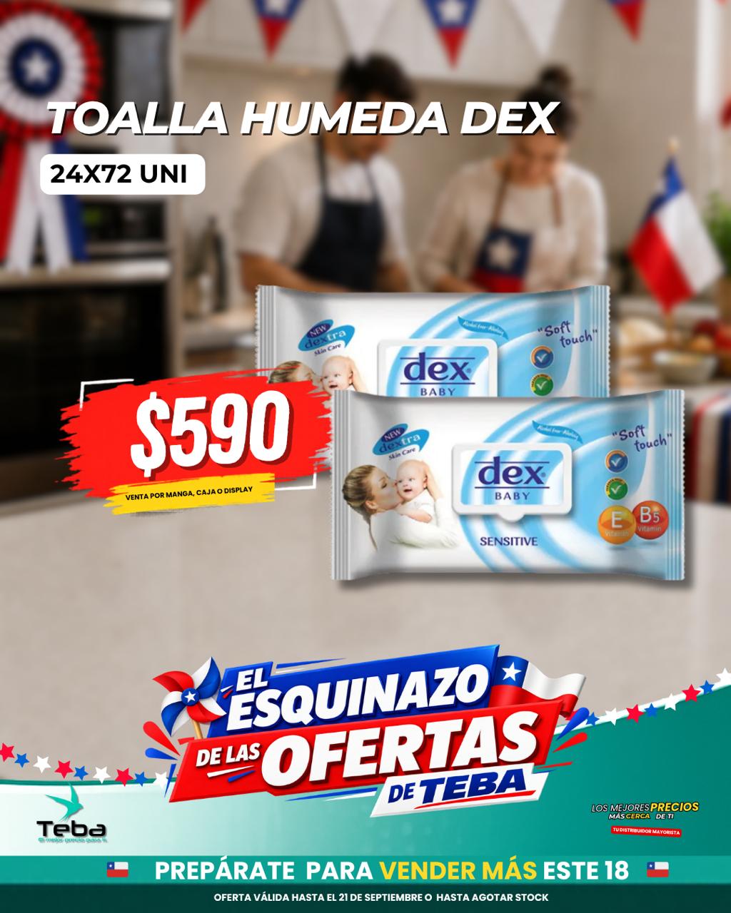 Ofertas de la semana - TOALLA HUMEDA DEX 24X72 UNI