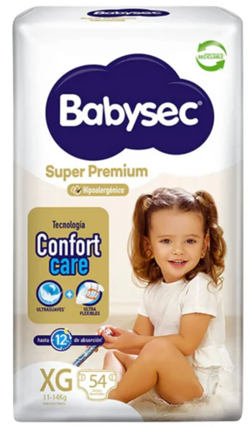 PAÑAL BABYSEC SUPER PREMIUM XG 2X54 UNI
