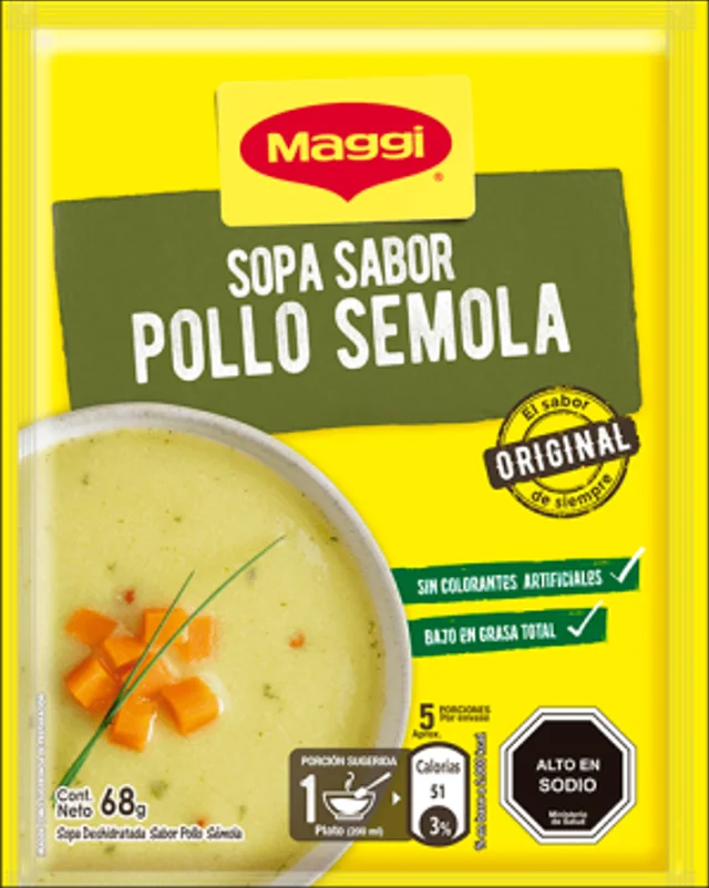 SOPA DE POLLO CON SEMOLA MAGGI 20X68 GRS