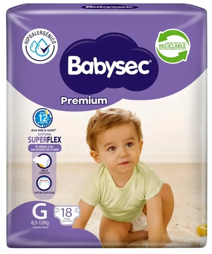 PAÑAL BABYSEC PREMIUM G 8 X 18 UNI