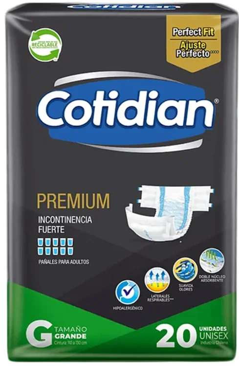 PAÑAL ADULTO COTIDIAN PREMIUM G 4X20 UNI