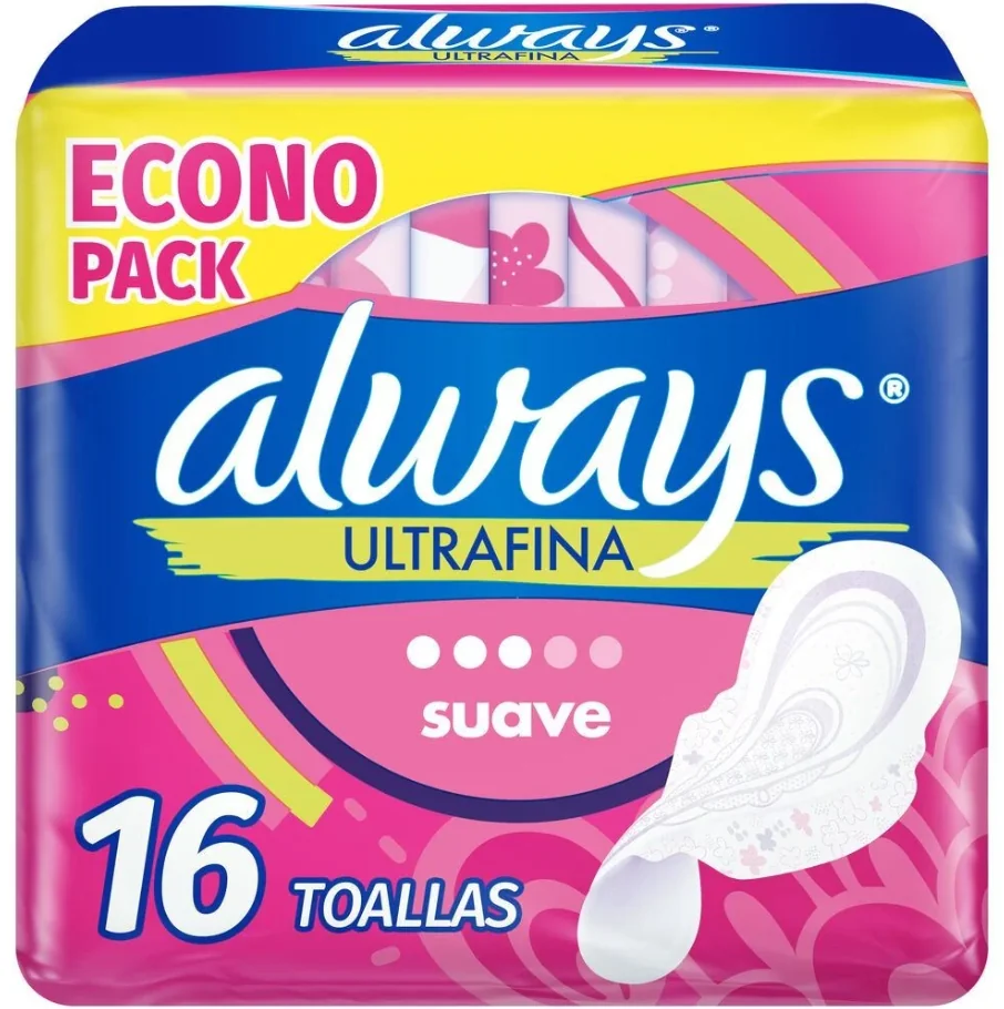 TOALLA ALWAYS ULTRAFINA DIA 16X16 SUAVE