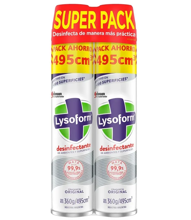 PACK LYSOFORM DESINFECTANTE 495CC ORIGINAL X2