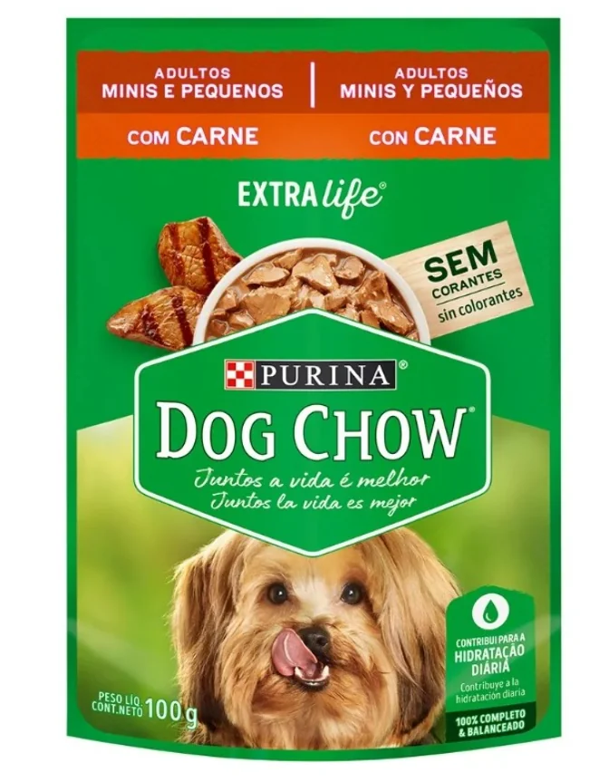 DOG CHOW ADULTO MINIS Y PEQ SOBRE SABOR CARNE 0.10