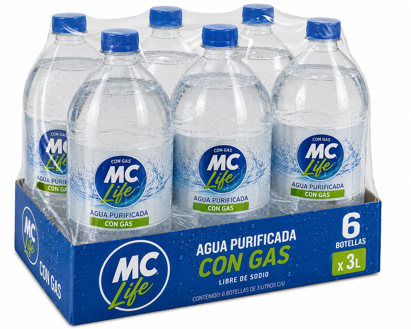 PET AGUA PURIFICADA C/G MC LIFE 6X3L