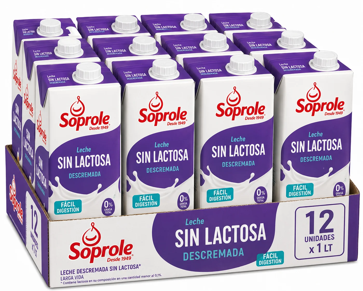 LECHE SOPROLE S/LACT DESC 12X1LT