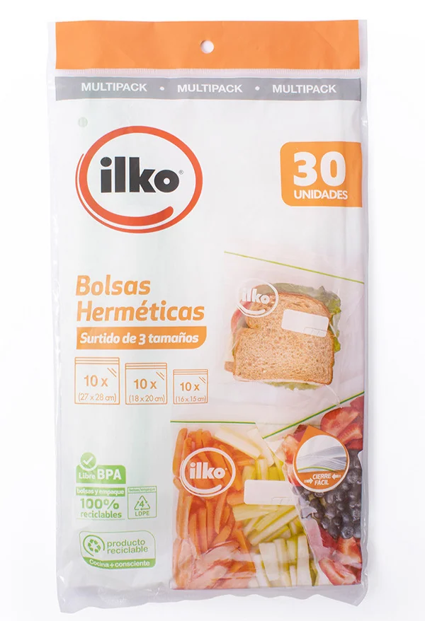 PACK BOLSAS HERMETICAS ILKO 3 TAMAÑOS 24X 30UN