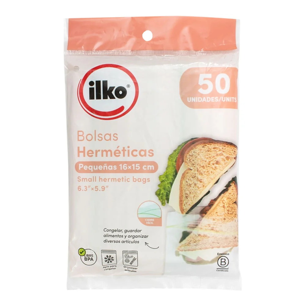 BOLSA HERMETICA SANDWICH ILKO 16x15CM 12X50UN