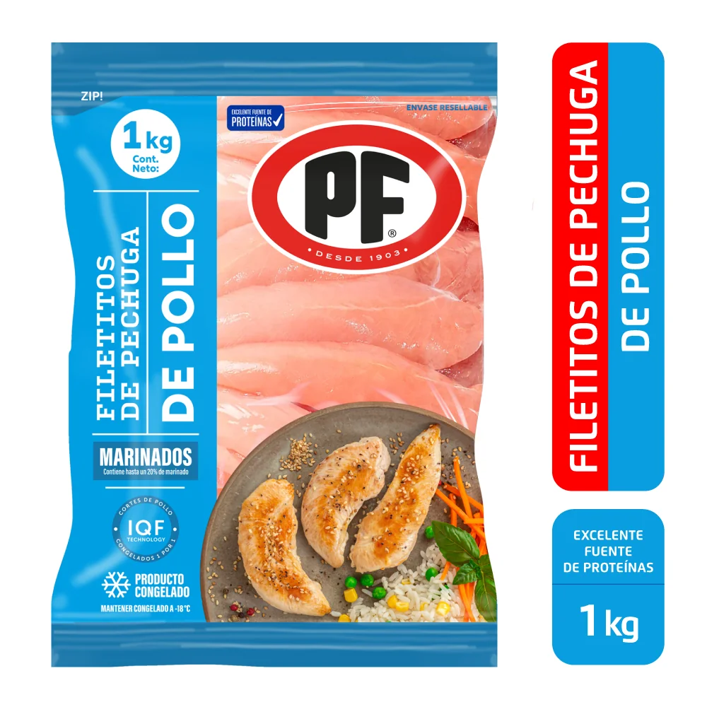 FILETITOS PF PECHU POLLO  MARINADOS 12X1 KILO