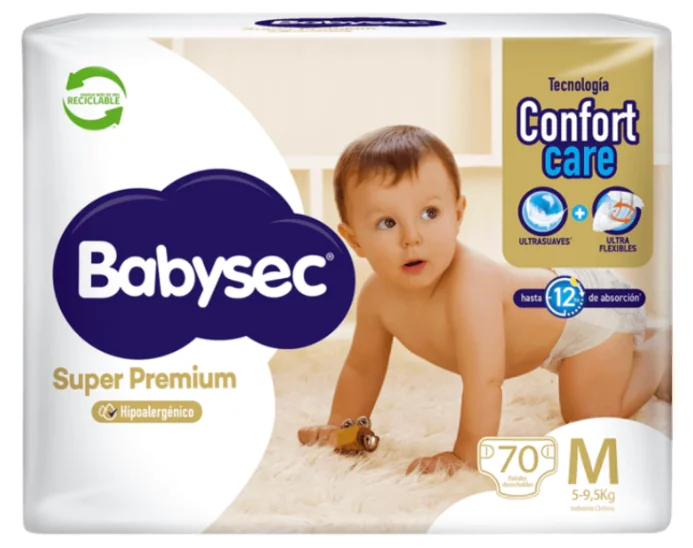 PAÑAL BABYSEC SUPER PREMIUM M 2X70 UNI