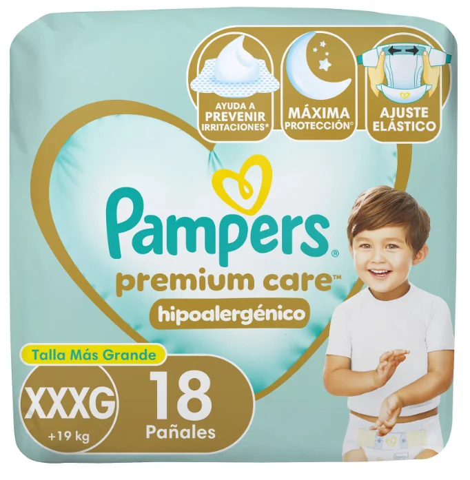 PAÑAL PAMPERS PREMIUM CARE XXXG 8X18UND