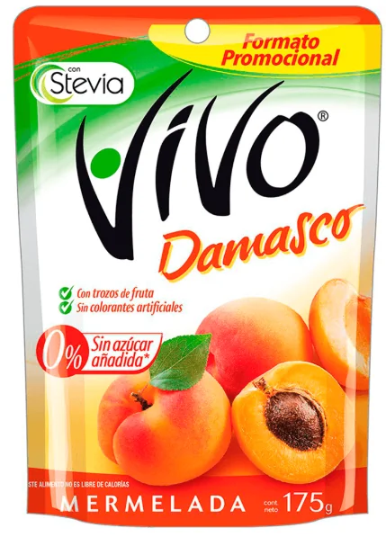 MERMELADA VIVO DAMASCO 20X175GR